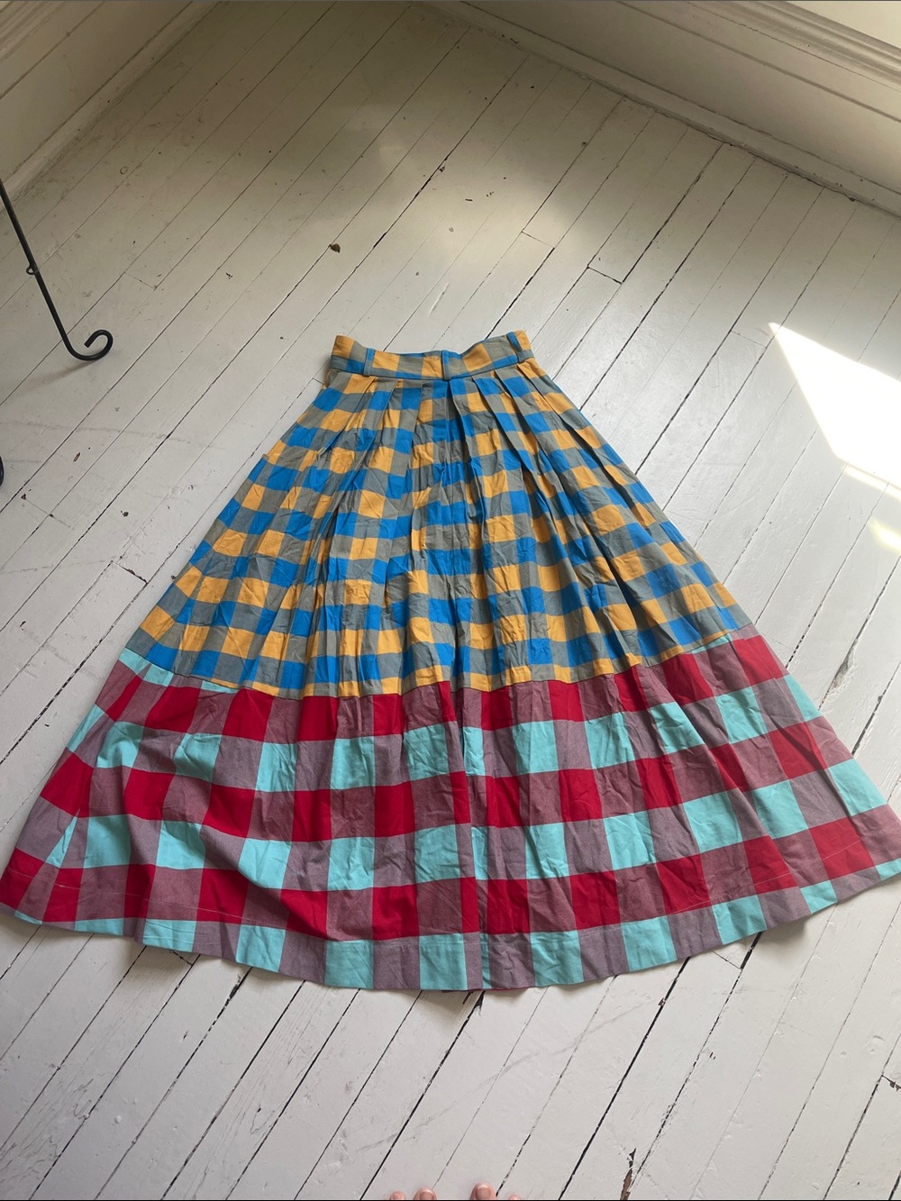 Mara Hoffman Yellow, Blue, Red & Aqua Gingham Maxi Skirt - Picture 10 of 12